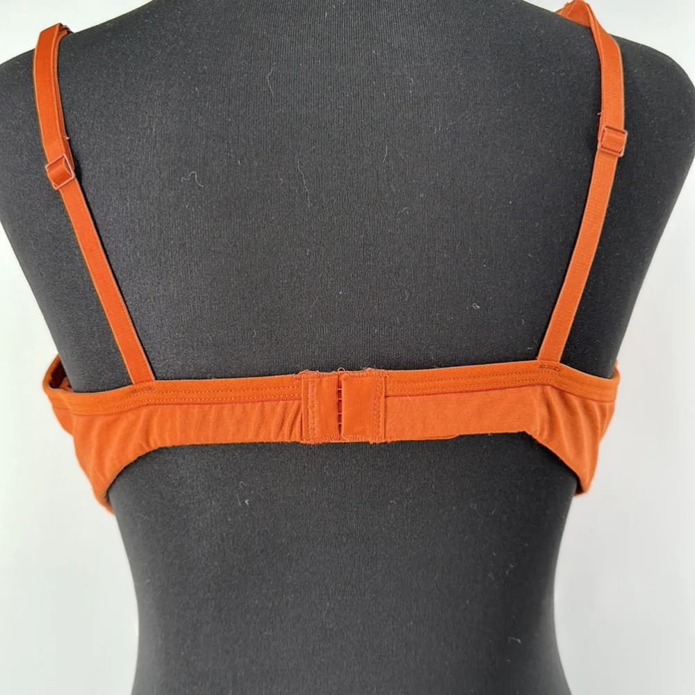 Everlane The Cotton Bralette cognac orange brown lounge comfort light support XL